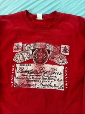 Vintage Budweiser Red Graphic Cropped Crewneck